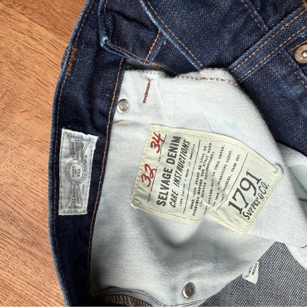 1791 Supply & co selvage denim Men’s Dark Blue Straight-Leg Jeans - Picture 2 of 7